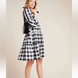 Anthropologie Maeve Amber Plaid Tiered Tunic Dress | Size M